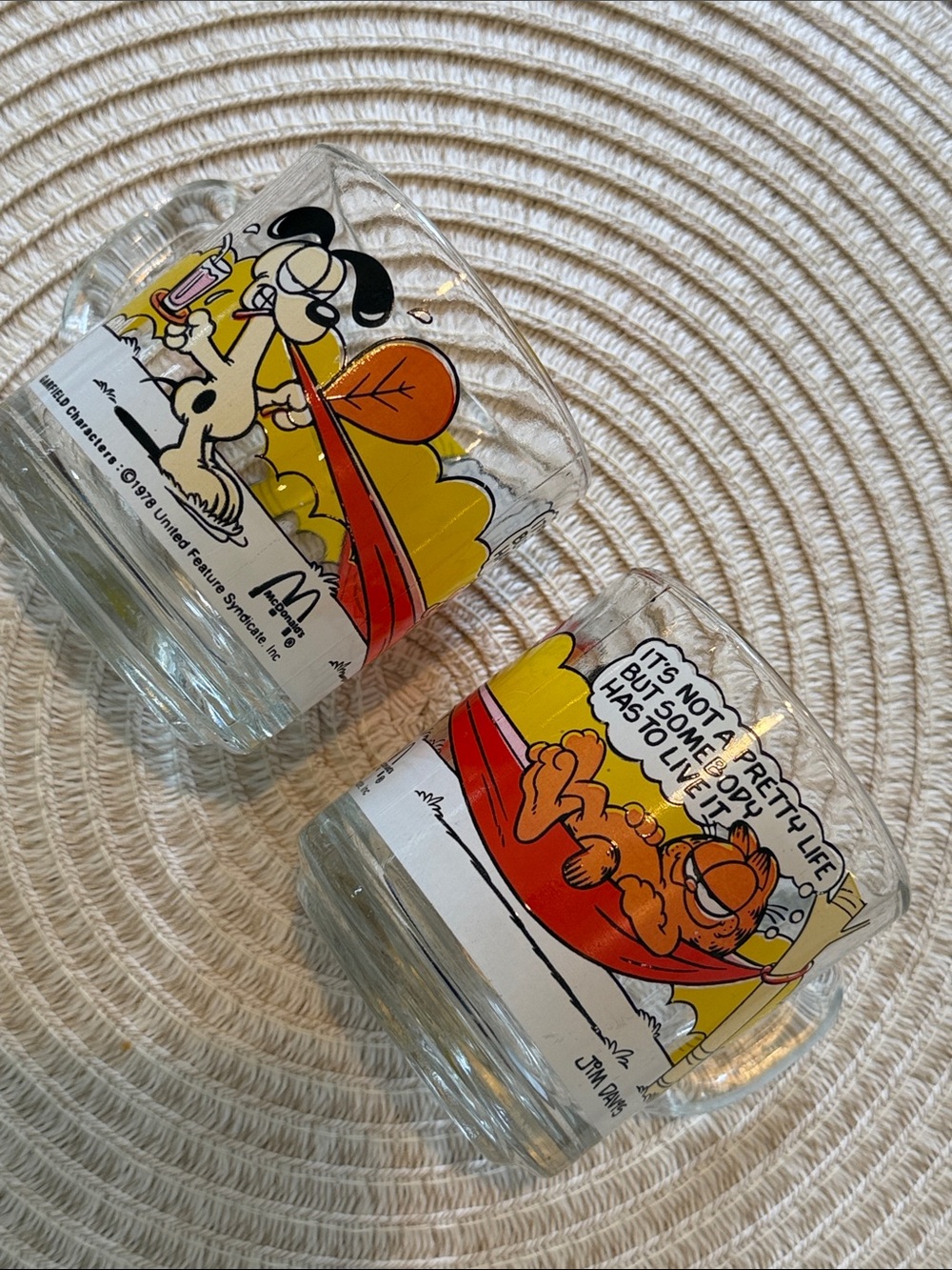 Garfield glass mugs. 1978 McDonald’s. Collectibles. Set of two